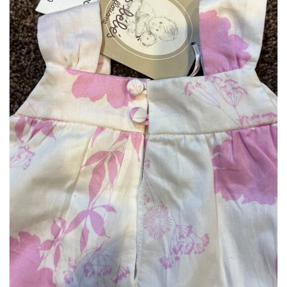 Les Bébé de Florian’s Dress 100% Cotton 6 Months Pink & White Made In France - Picture 4 of 6